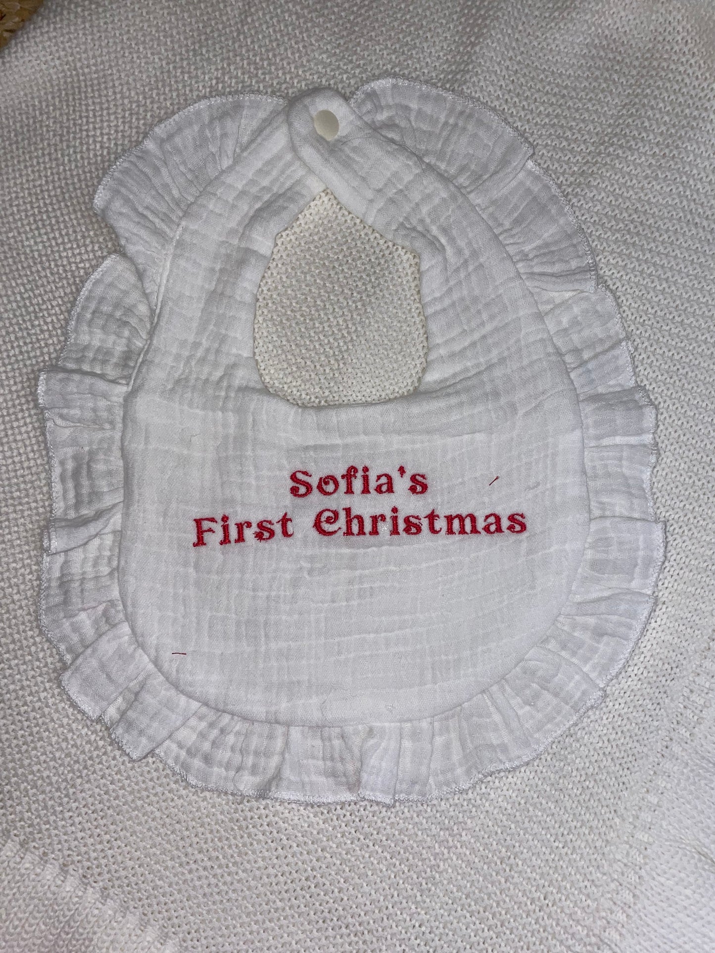 Christmas Cotton Bib Frilly Edge