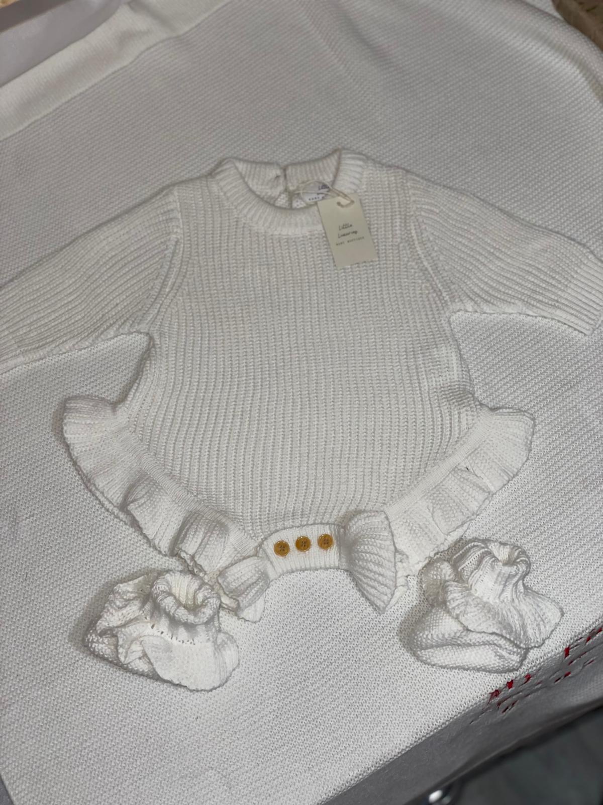 Knit Romper & Bootie Set - Frilly Edge