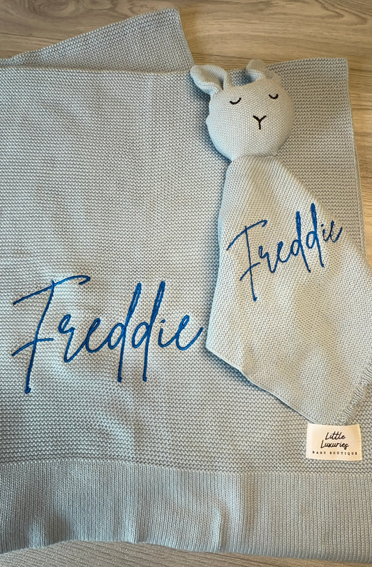 Personalised Baby Blanket & Teddy Comforter Gift Set