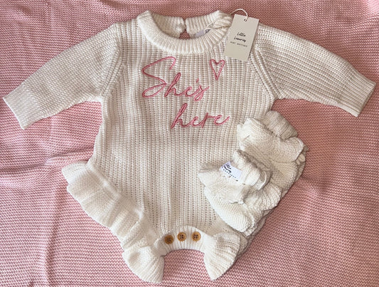 Personalised Romper & Bootie Set - Frilly Edge