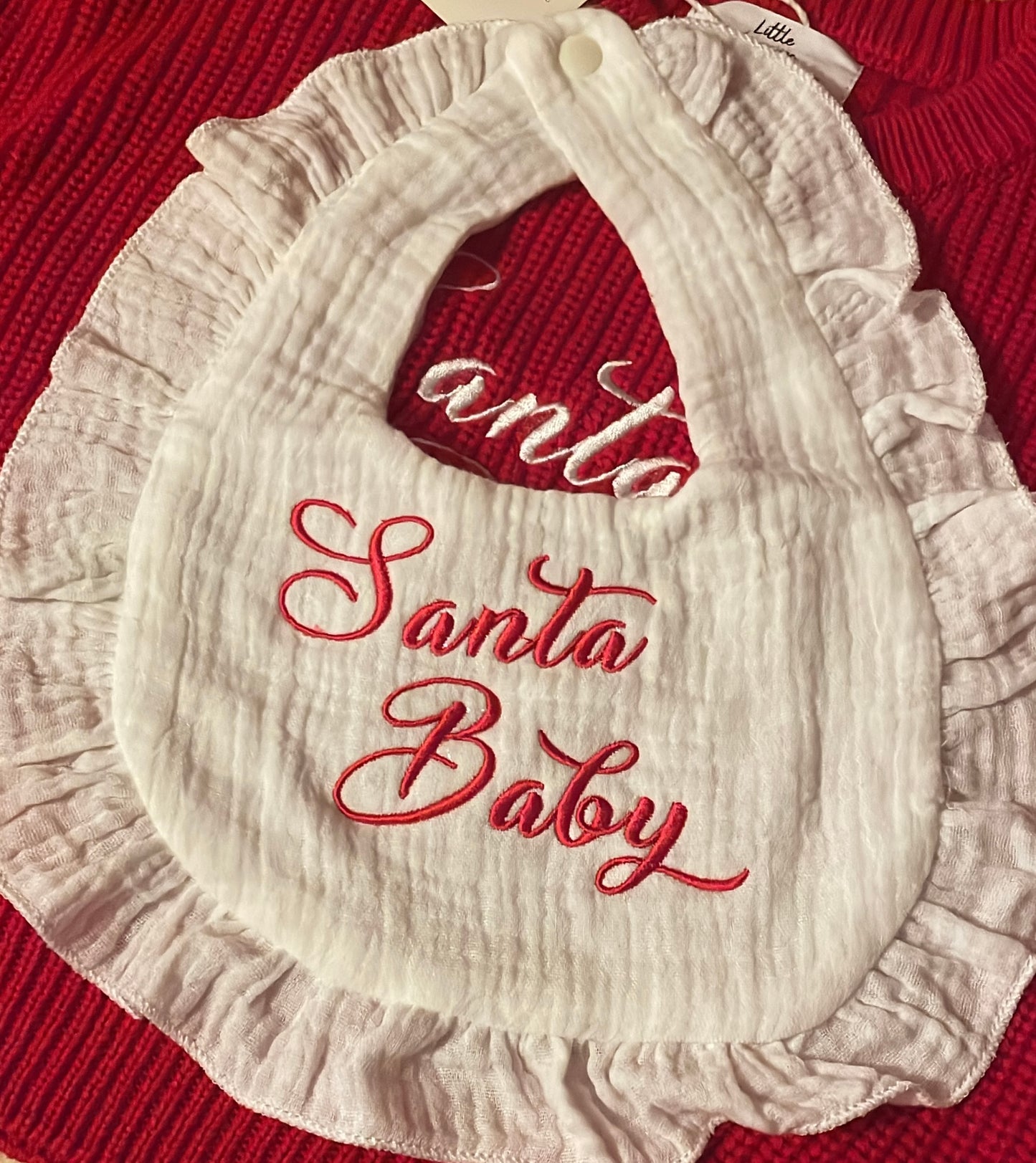 Christmas Cotton Bib Frilly Edge